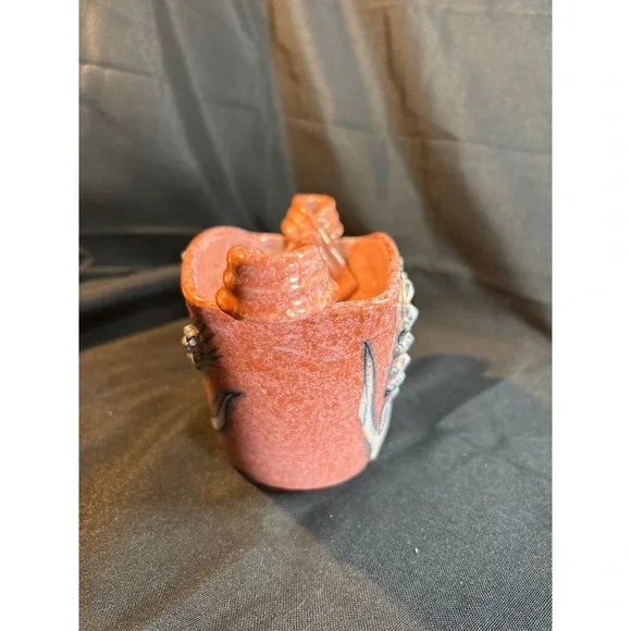 coralCeramic‎ Wheat Vase Pot with Handles Rustic Farmhouse Deco - Picture 2 of 5